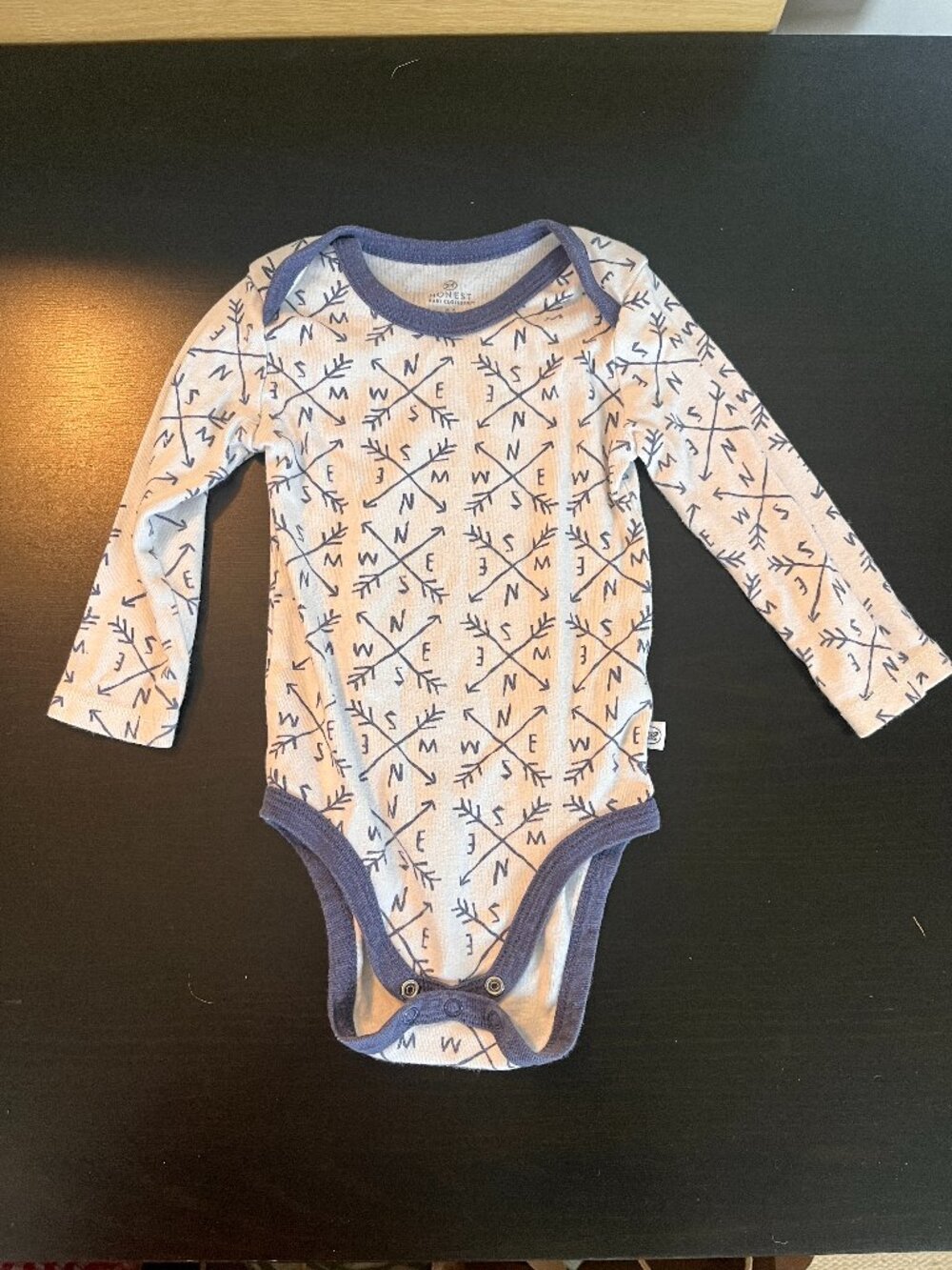 [$2 in a bundle] Honest 6-9 mo long sleeve cotton onesie with compass